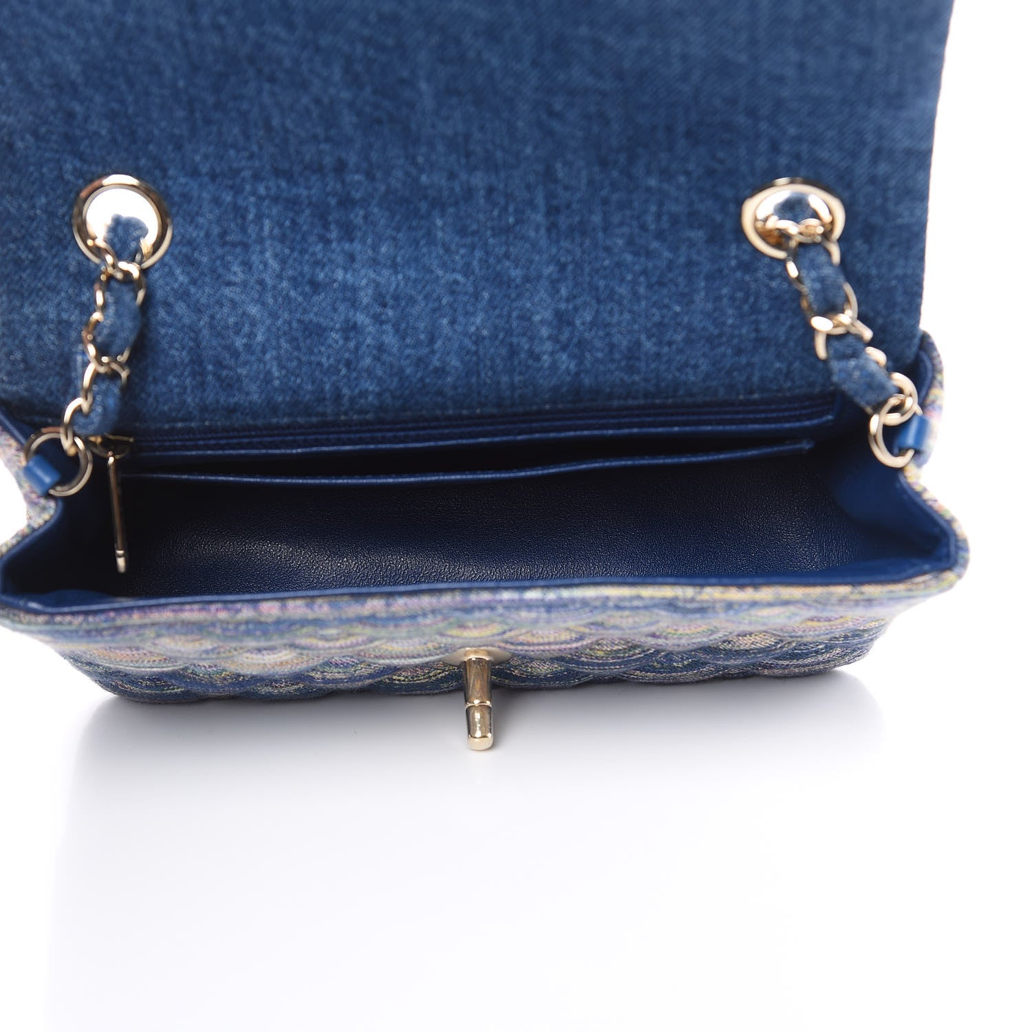 Chanel Denim Mini Rectangular Flap Bag Navy Yellow Purple Green 5 of 9