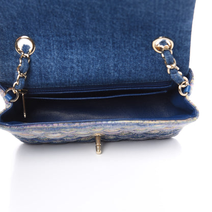 Chanel Denim Mini Rectangular Flap Bag Navy Yellow Purple Green 5 of 9