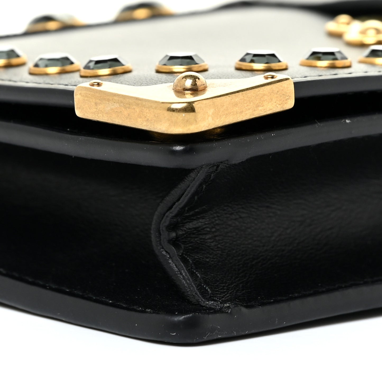 City Calfskin Cahier Crystal Studded Mini Bag Fuxia Black