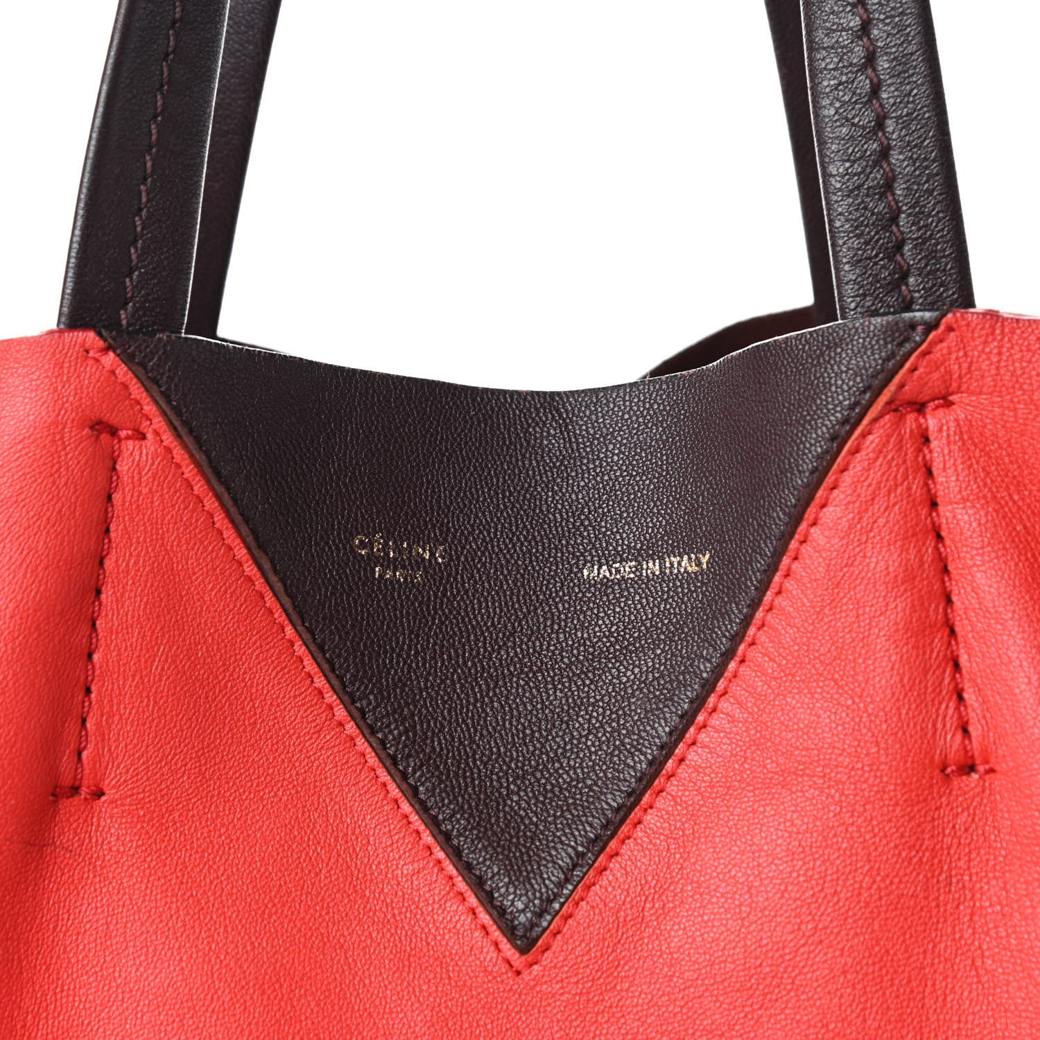 Celine Lambskin Vertical Bi-Color Coeur Cabas Black Red 9 of 14