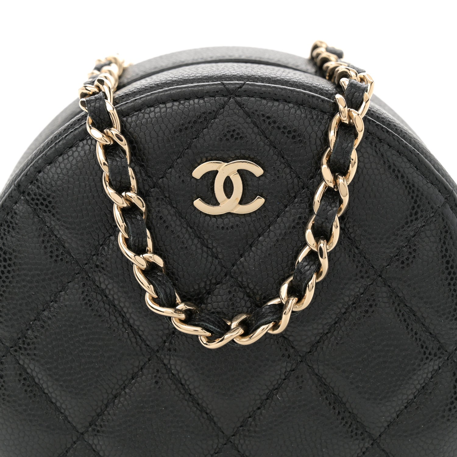 Chanel Caviar Quilted Round Clutch With Chain Black 8 of 10