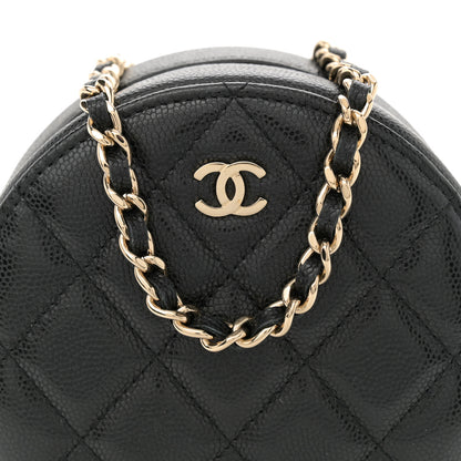 Chanel Caviar Quilted Round Clutch With Chain Black 8 of 10