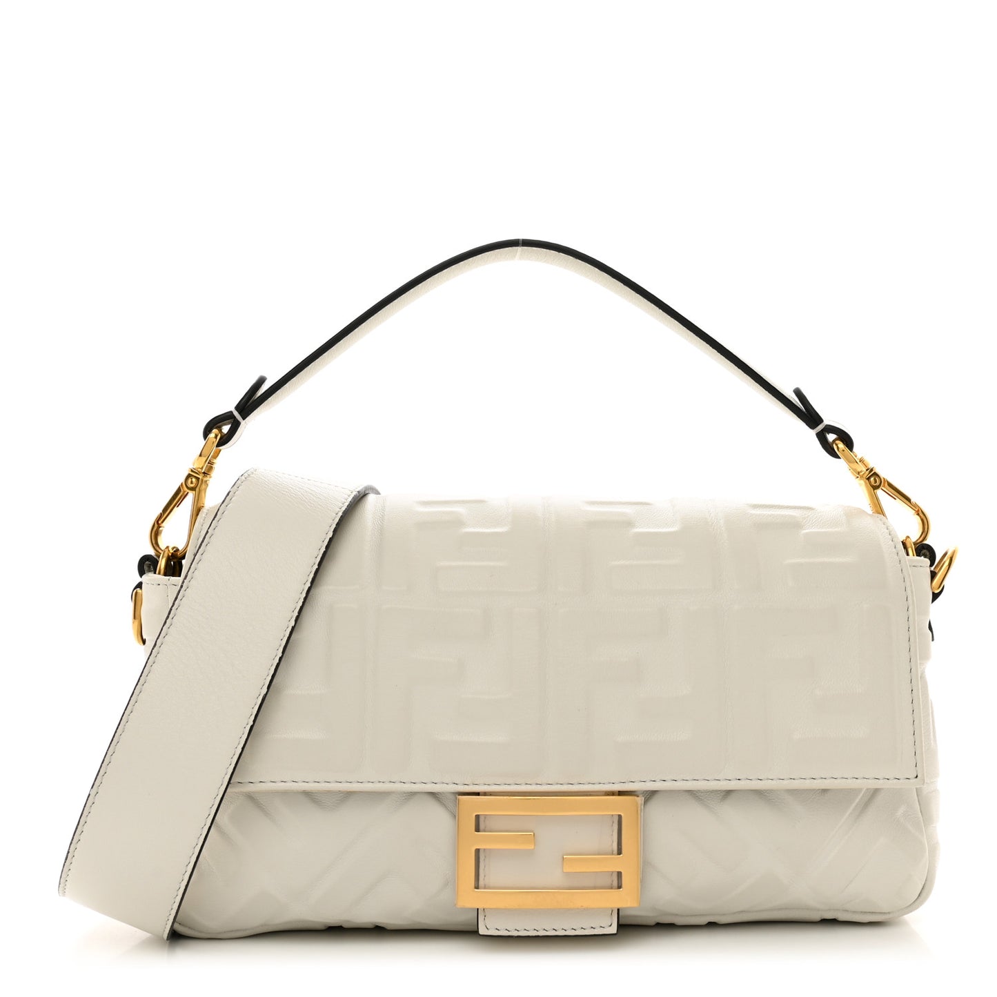 Nappa FF 1974 Embossed Baguette White