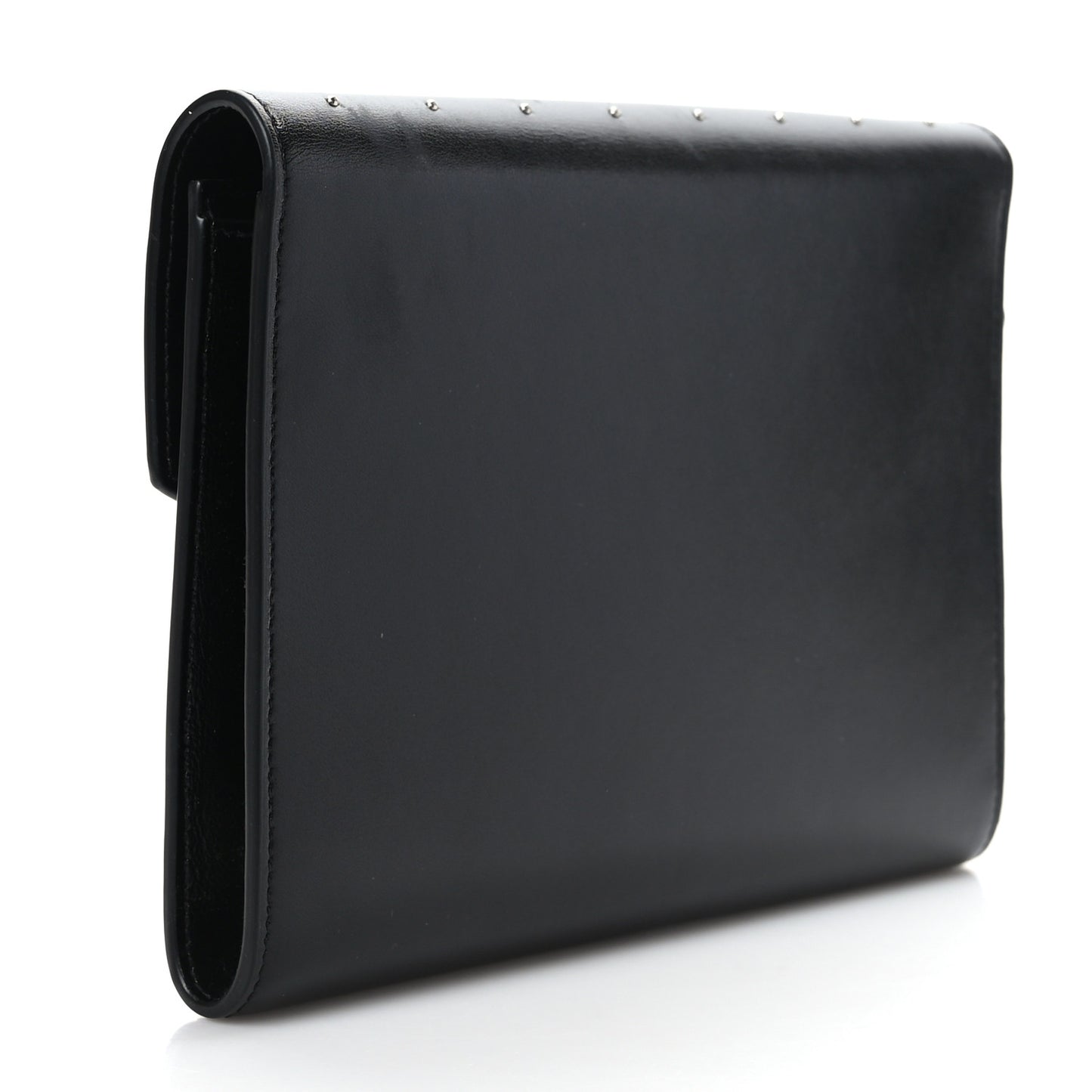 Smooth Calfskin Studded Cassandre Flap Pouch Black