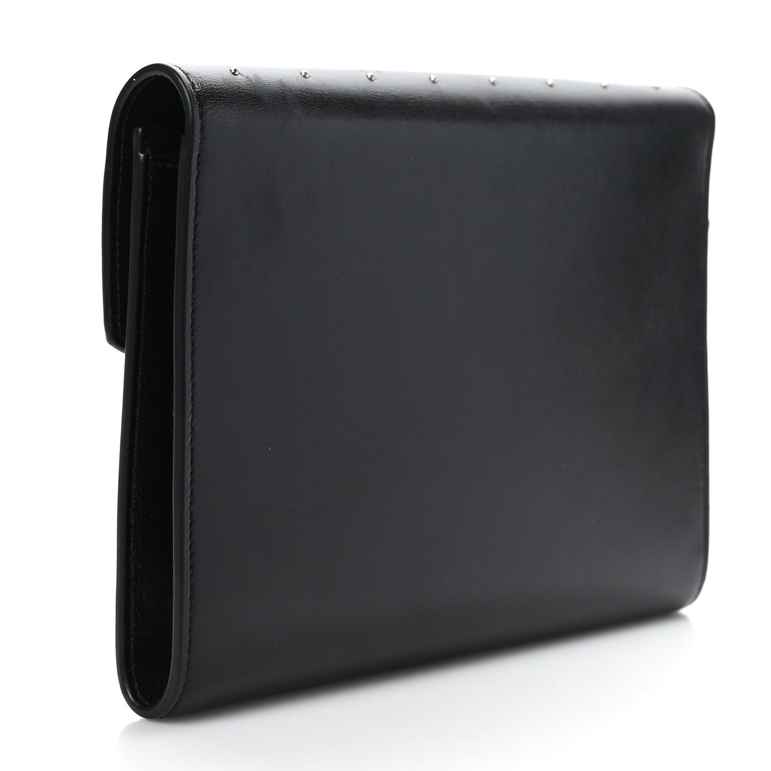 Saint Laurent Smooth Calfskin Studded Cassandre Flap Pouch Black 3 of 9