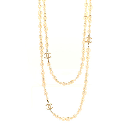 Chanel Pearl CC Long Necklace Light Gold 1 of 4