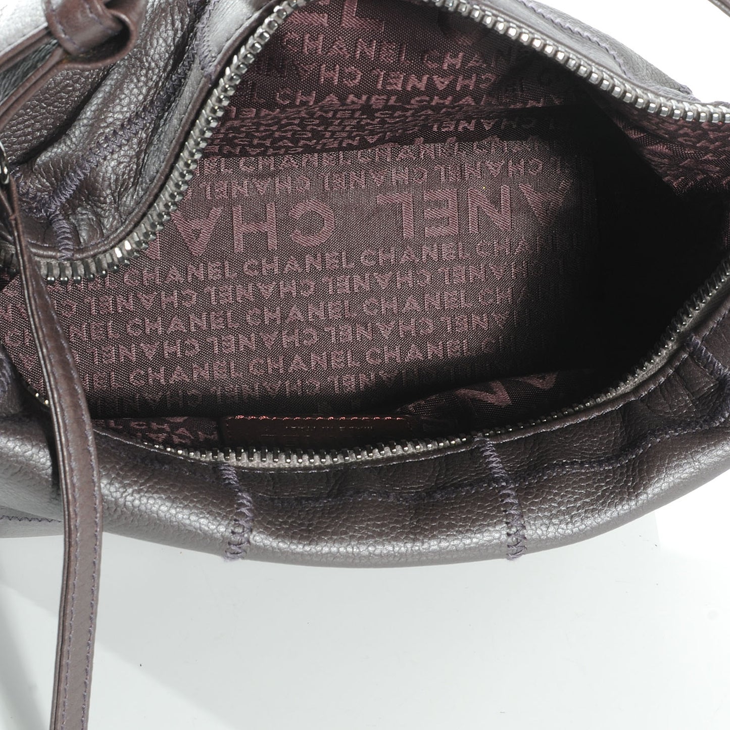 Caviar Square Stitched Bag Metallic Violet