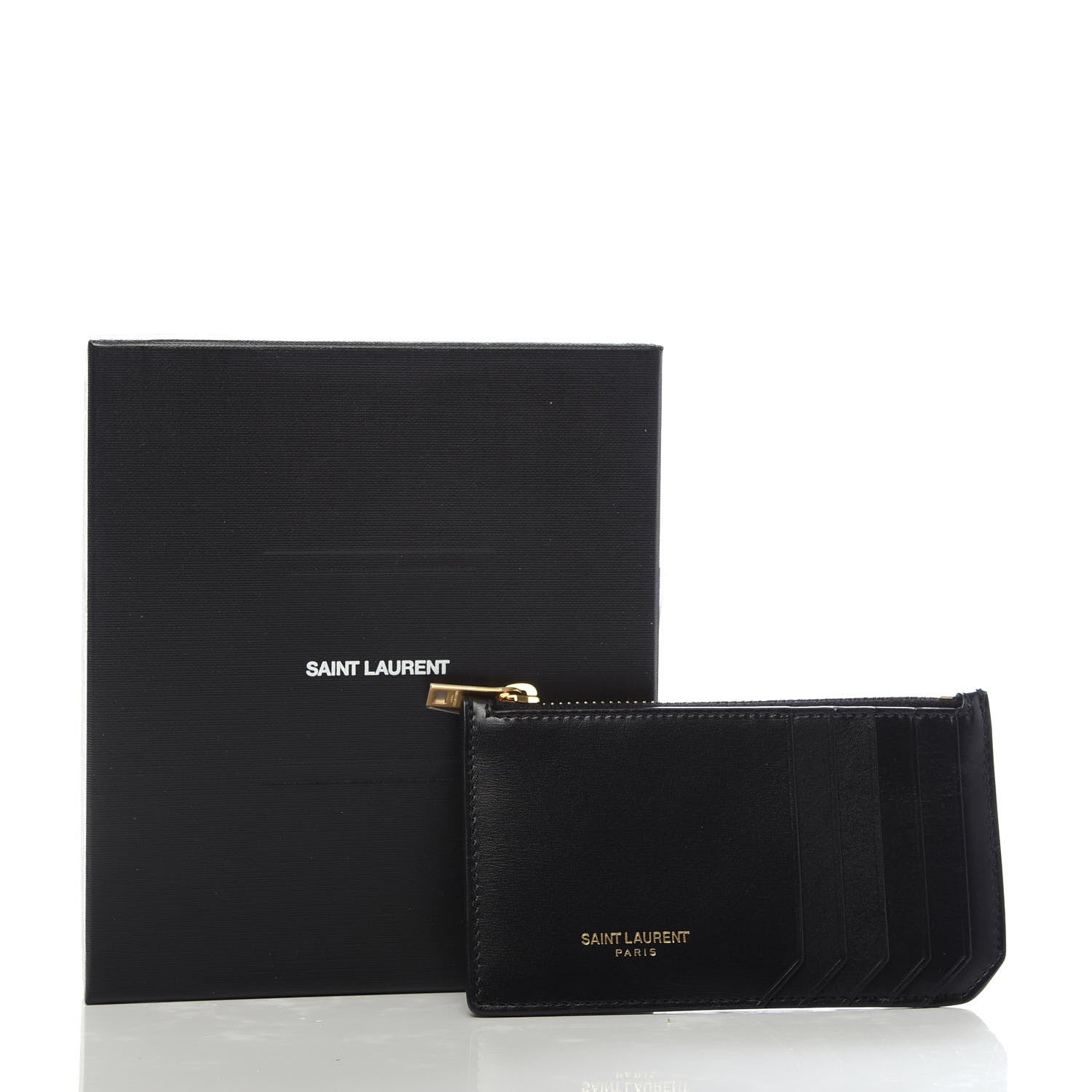Saint Laurent Calfskin 5 Fragments Zip Pouch Card Holder Black 8 of 8