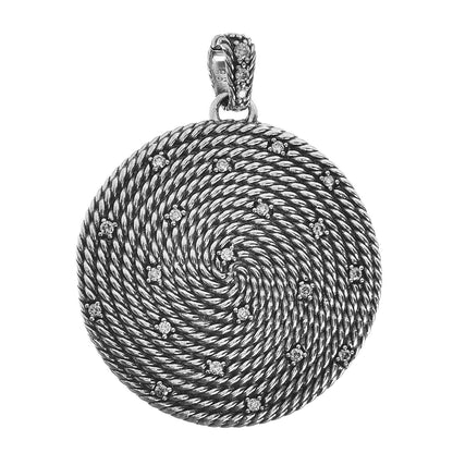 David Yurman Sterling Silver Diamond Large Cable Coil Pendant 1 of 3
