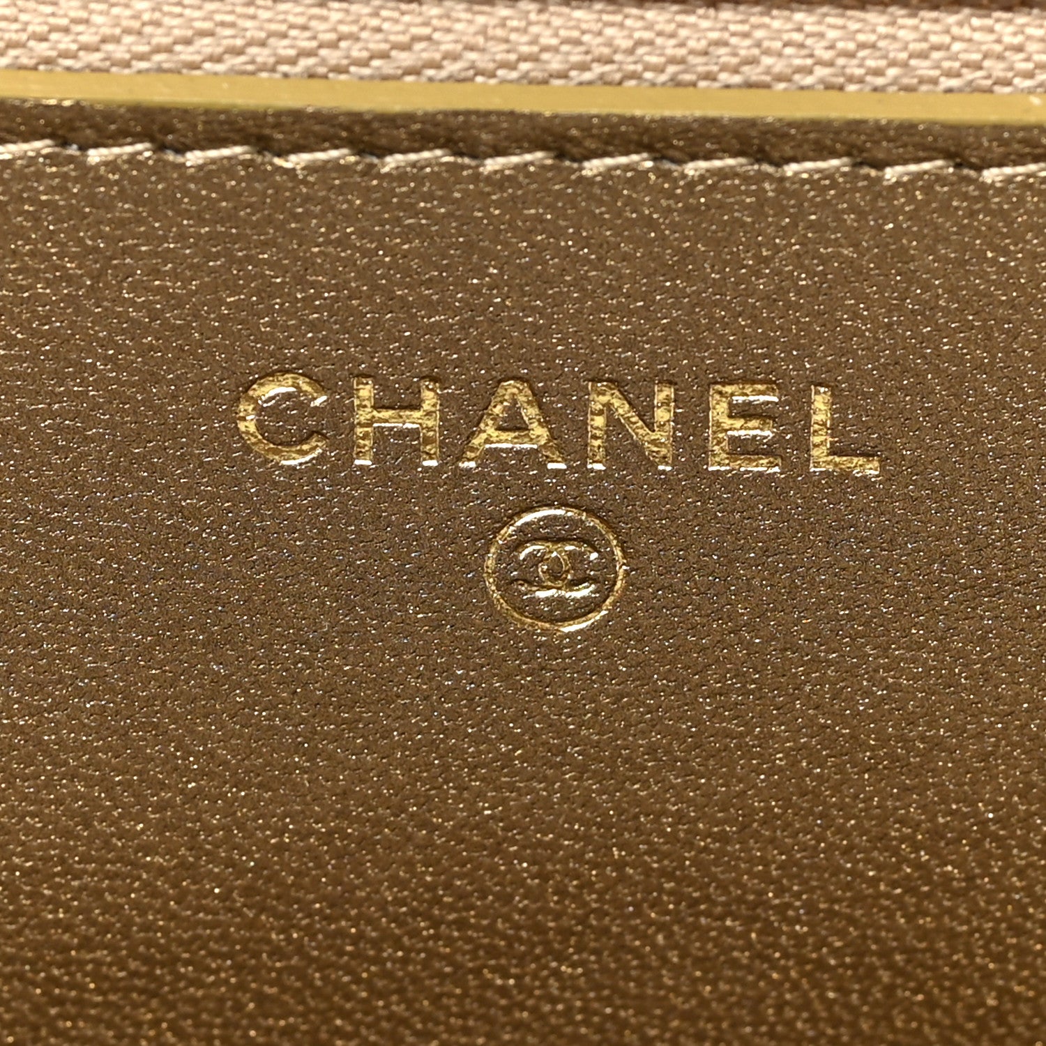 Chanel Metallic Lambskin Quilted CC Wallet On Chain WOC Gold 6 of 9