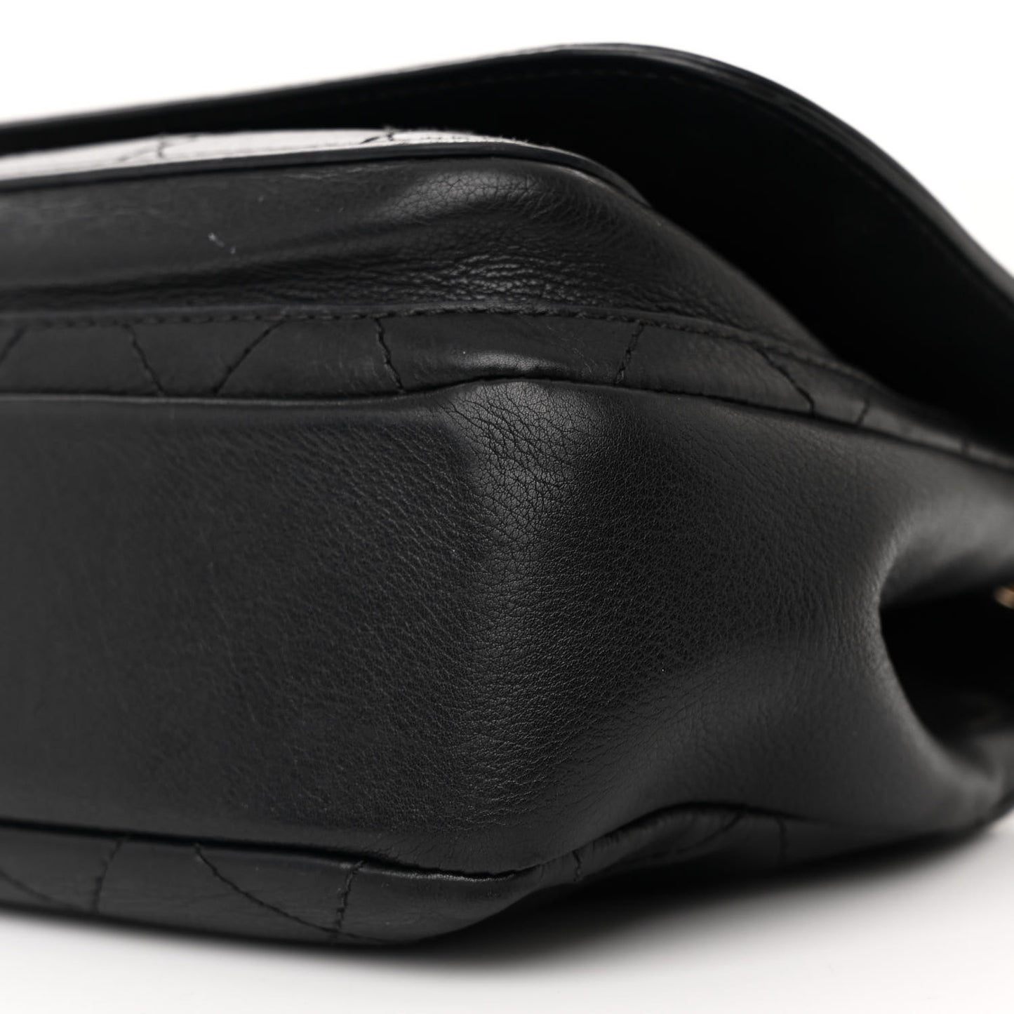 Calfskin Stitched Small Covered CC Flap Bag Black
