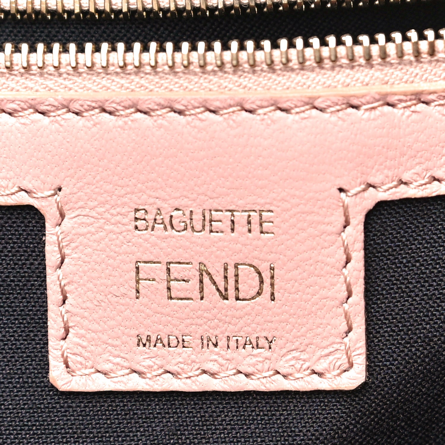 Fendi Nappa FF 1974 Embossed Large Baguette Rosa Bourbon 5 of 9