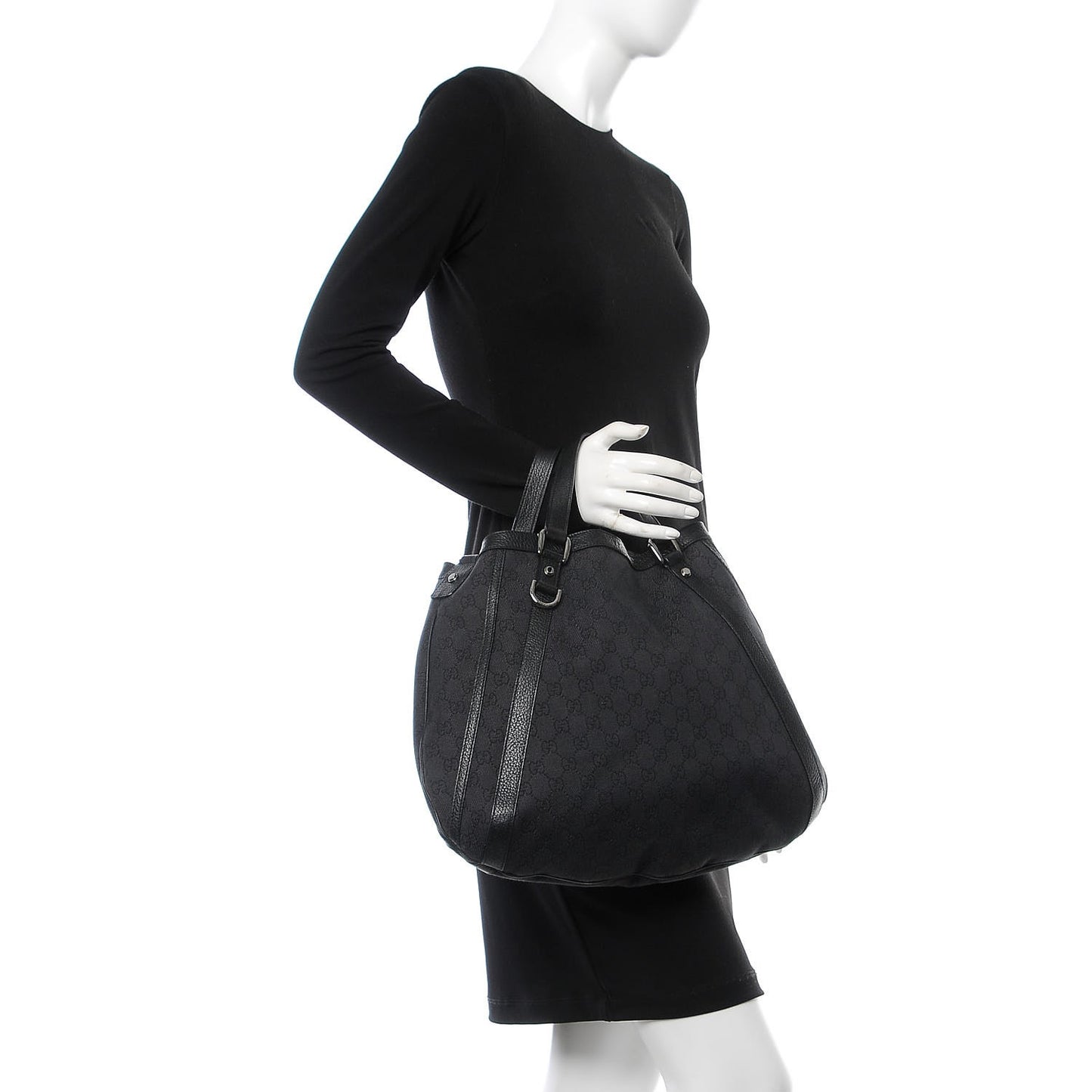 Nylon Monogram Medium Abbey Convertible Tote Black