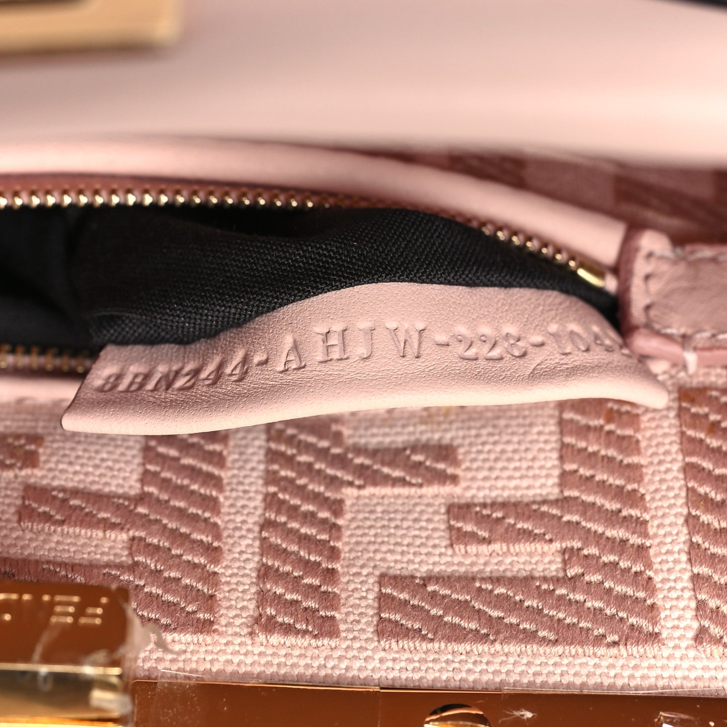 Vitello Seta Canvas FF Embroidered Mini Peekaboo Iconic Satchel Rosa Confetto
