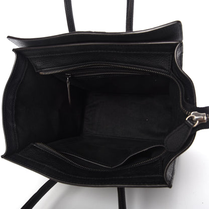 Celine Drummed Calfskin Micro Luggage Black 5 of 10