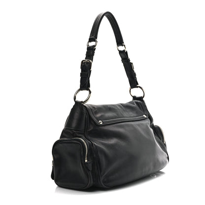 Prada Cervo Antik Easy A Foldover Pushlock Flap Shoulder Bag Black 3 of 14