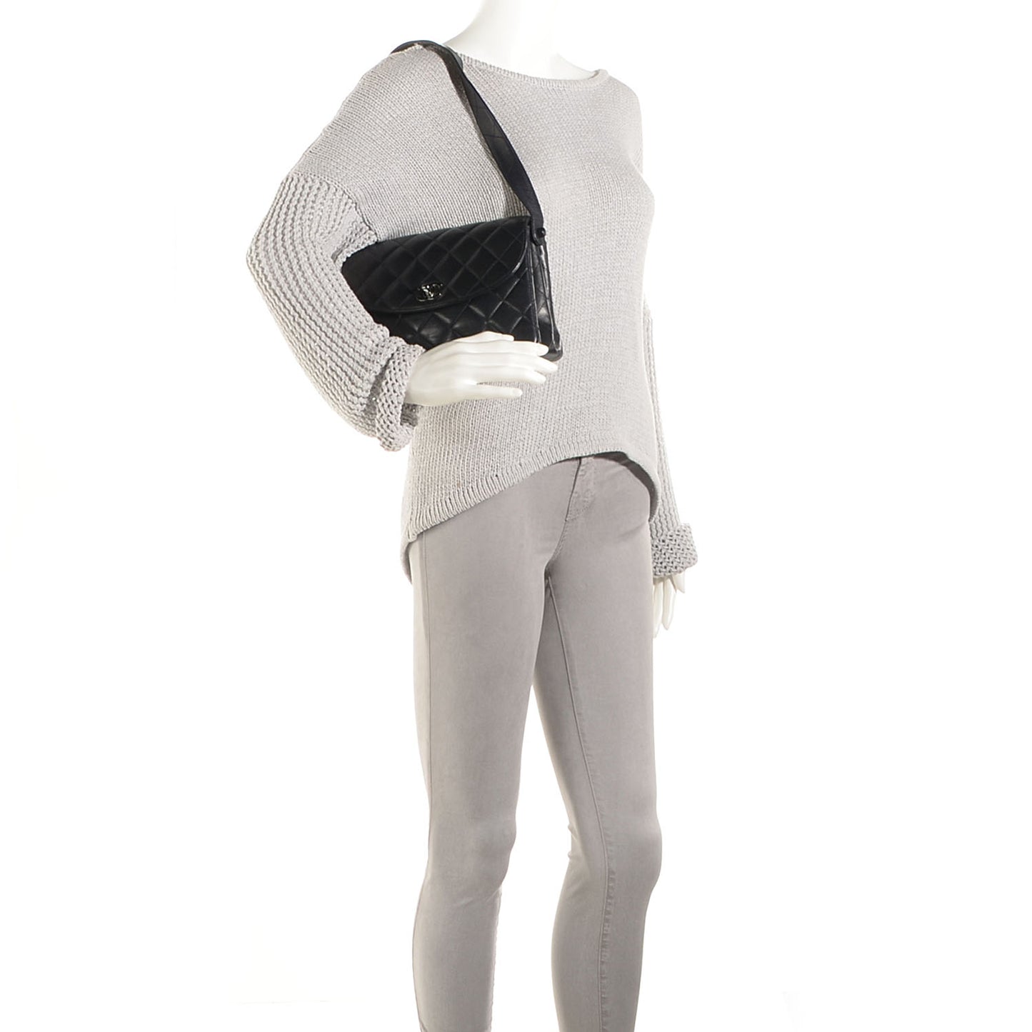 Lambskin Quilted Flap Shoulder Bag Black
