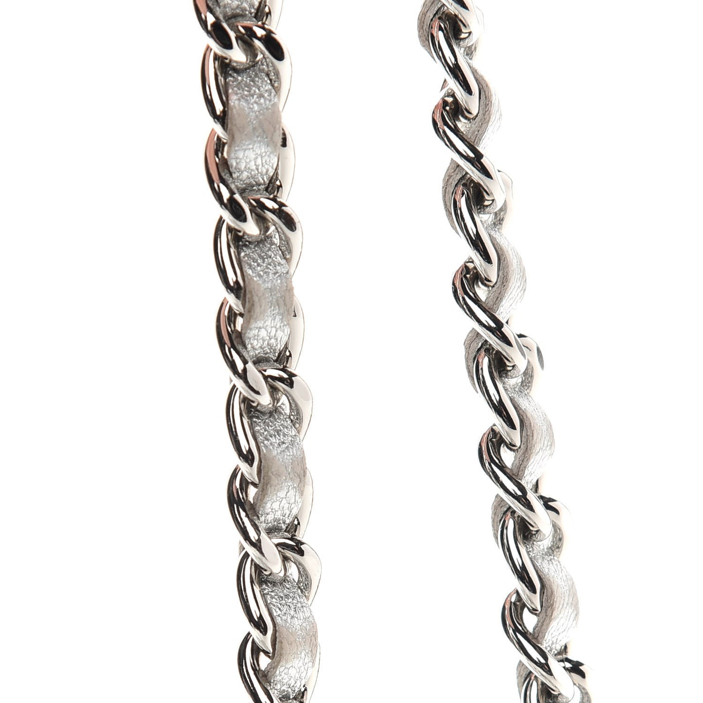 Metallic Lambskin Quilted Wallet On Chain WOC Silver