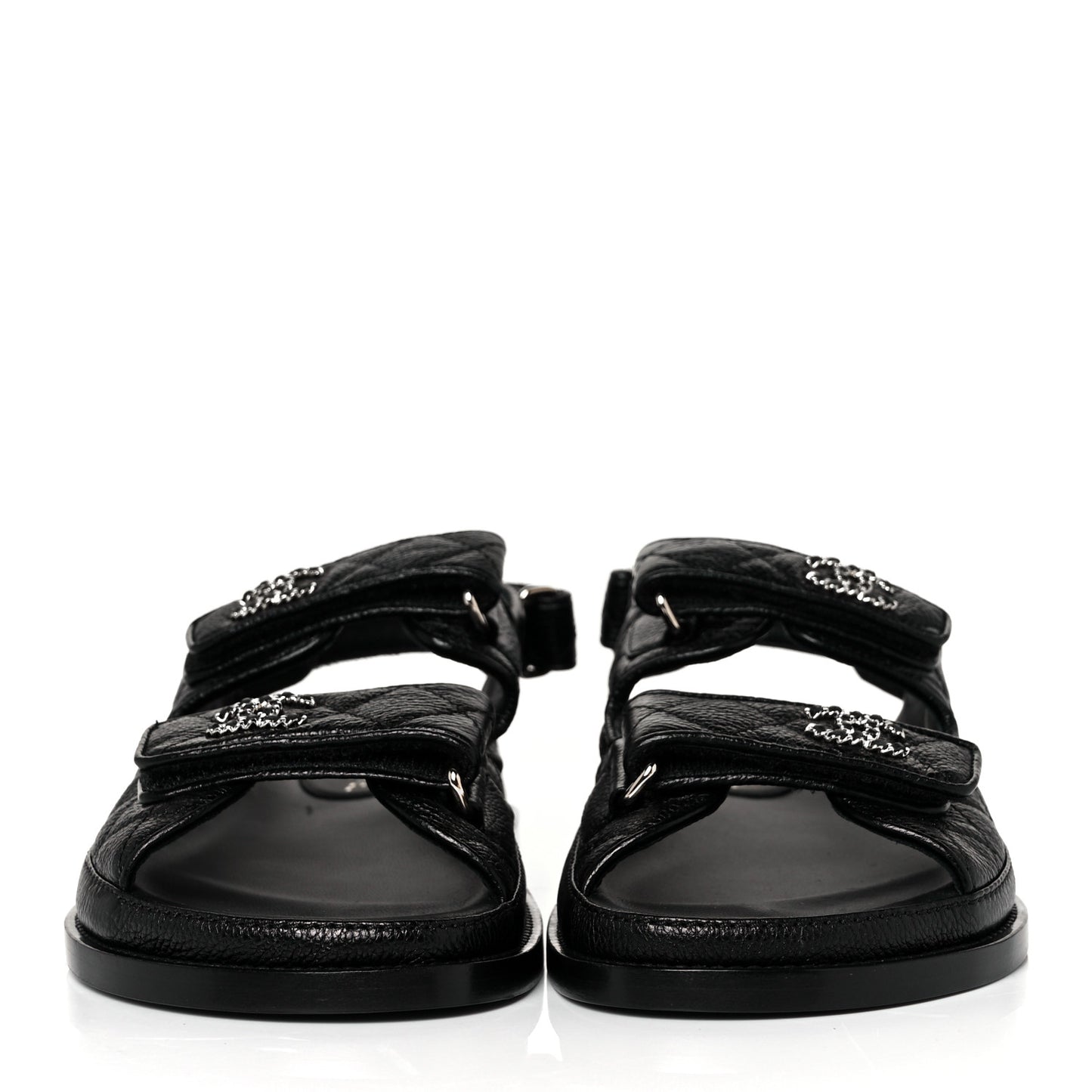Grained Calfskin Velcro Dad Sandals 36.5 Black