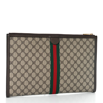 Gucci X BALENCIAGA BB Monogram Web Graffiti Ophidia Laptop Pouch Beige New Acero 3 of 9