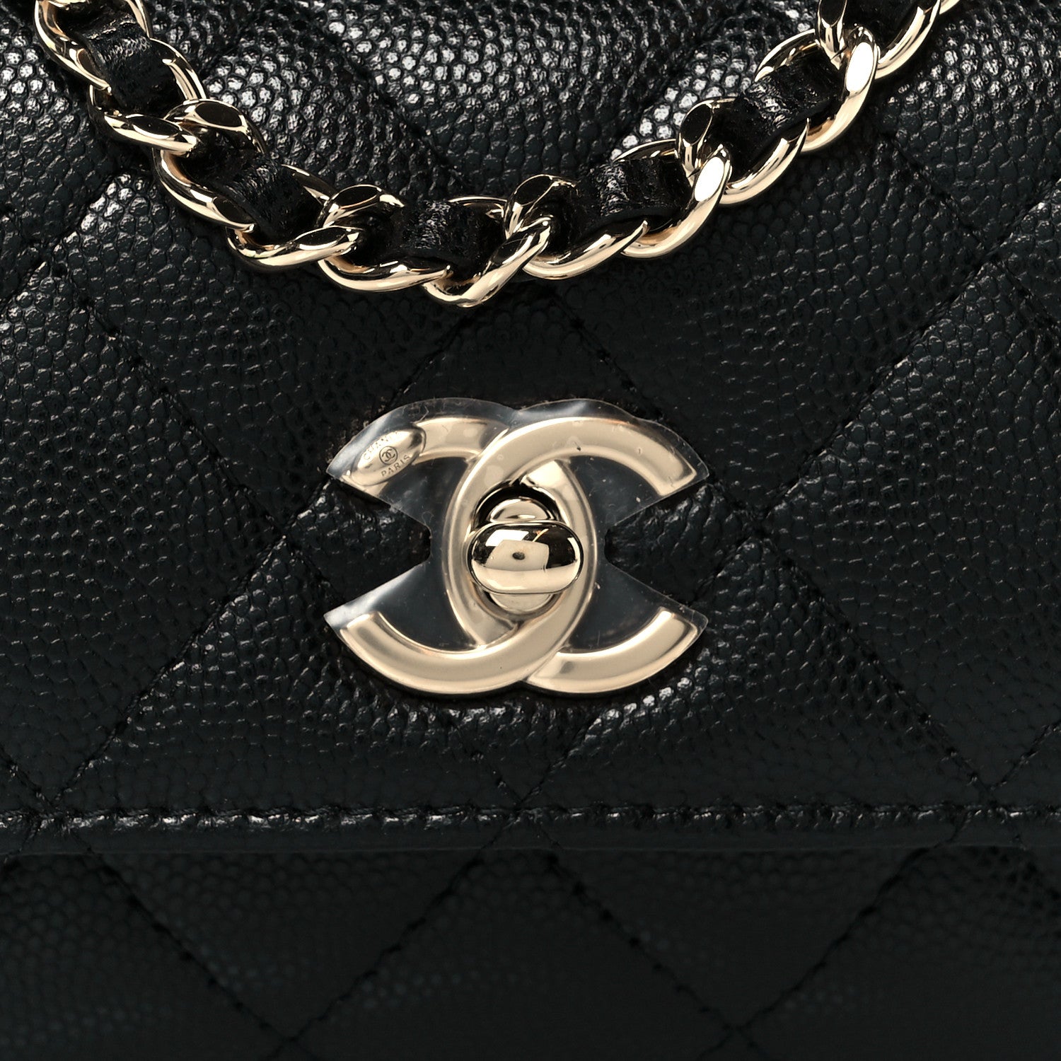 Chanel Caviar Quilted Nano Coco Handle Clutch With Chain Black 9 of 12