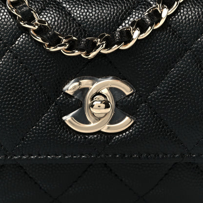 Chanel Caviar Quilted Nano Coco Handle Clutch With Chain Black 9 of 12