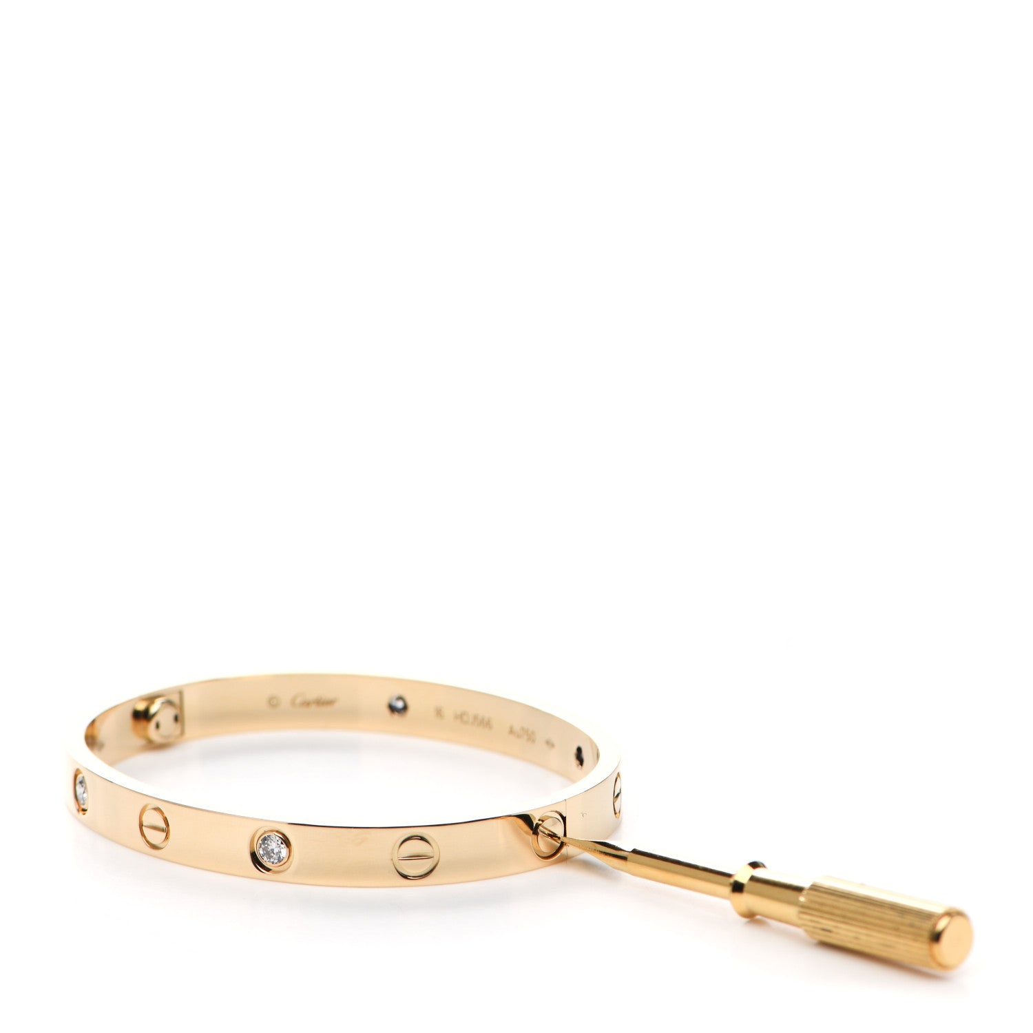 Cartier 18K Yellow Gold 4 Diamond LOVE Bracelet 16 4 of 8
