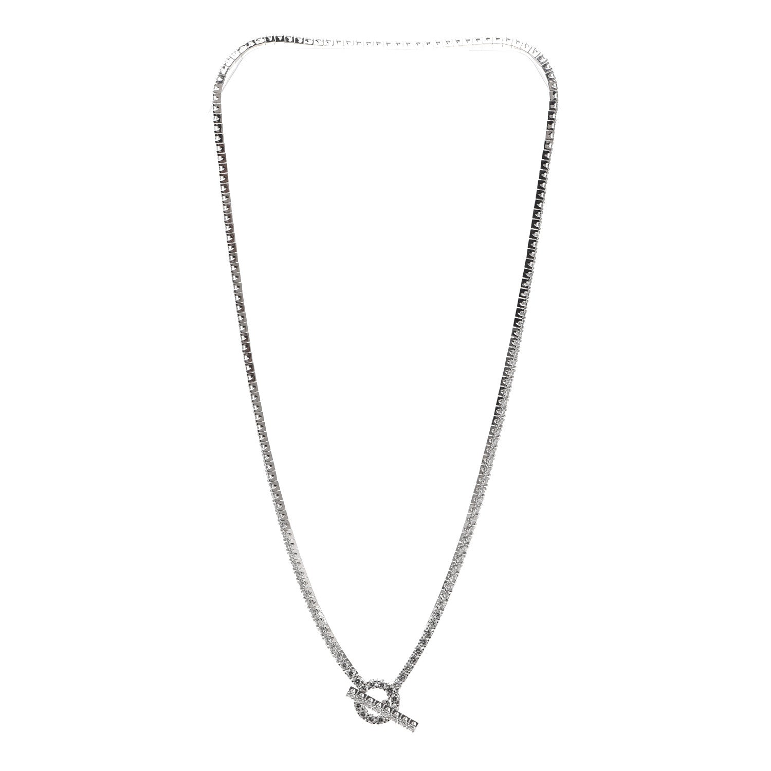 Hermes 18K White Gold Diamond Finesse Link Necklace 3 of 5