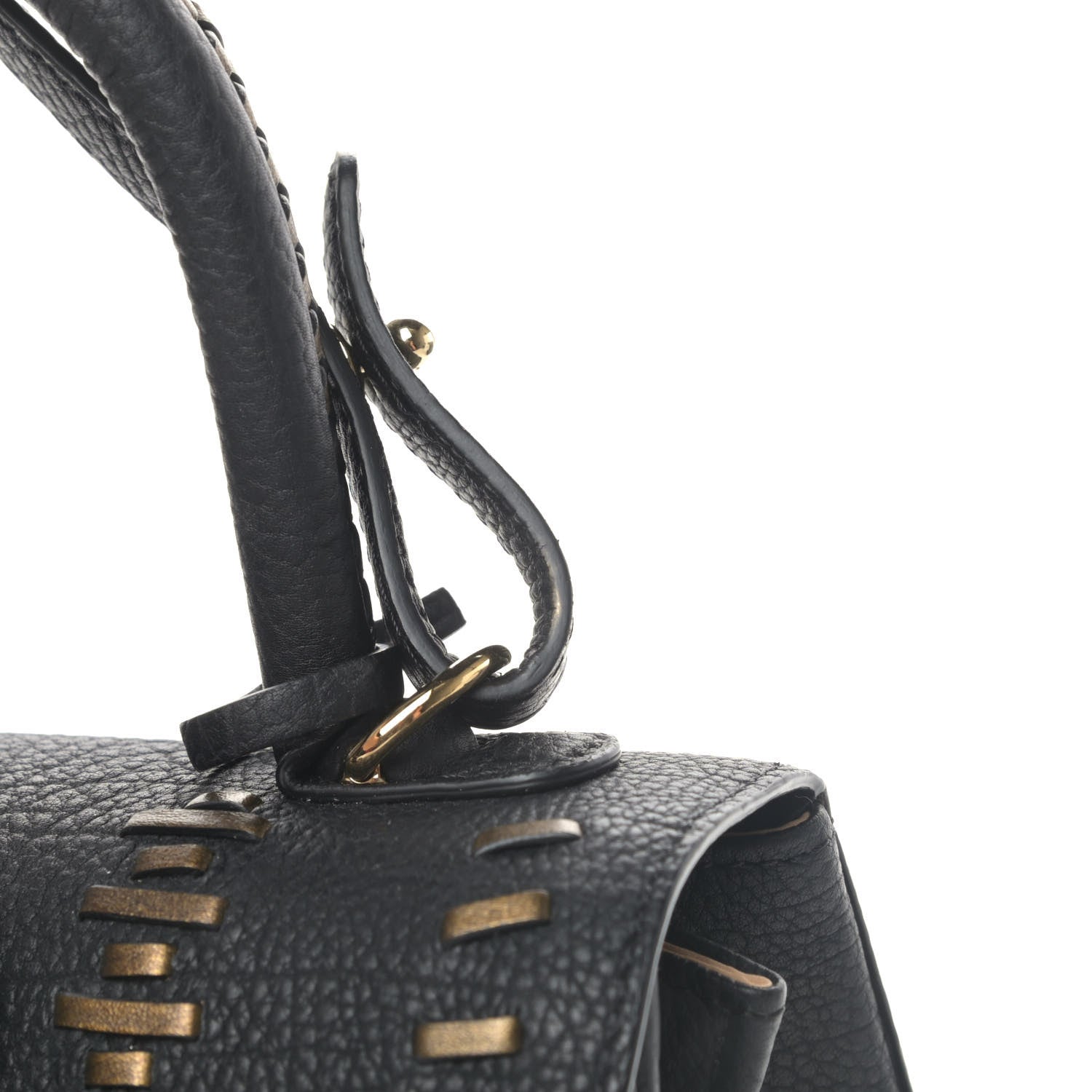 Delvaux Crispy Calfskin Tribal Stitch Mini Brillant Satchel Black Bronze 5 of 6