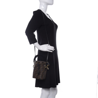 Fendi Vitello Liberty F is Fendi Bi-Color FF 1974 Embossed Mini Mon Tresor Bucket Bag Maya Black 2 of 9