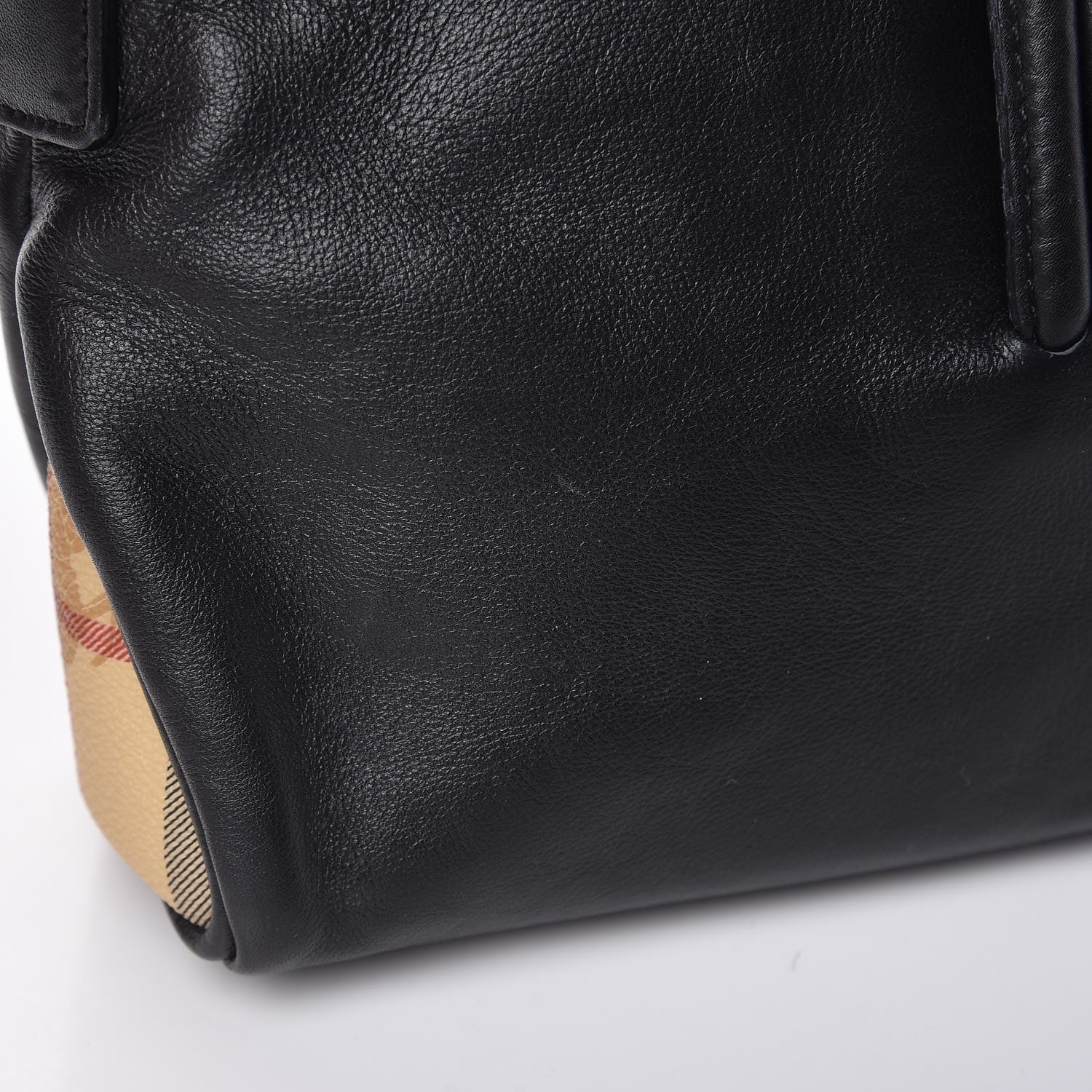 Burberry Smooth Calfskin Haymarket Check Horn Shoulder Bag Black 8 of 8