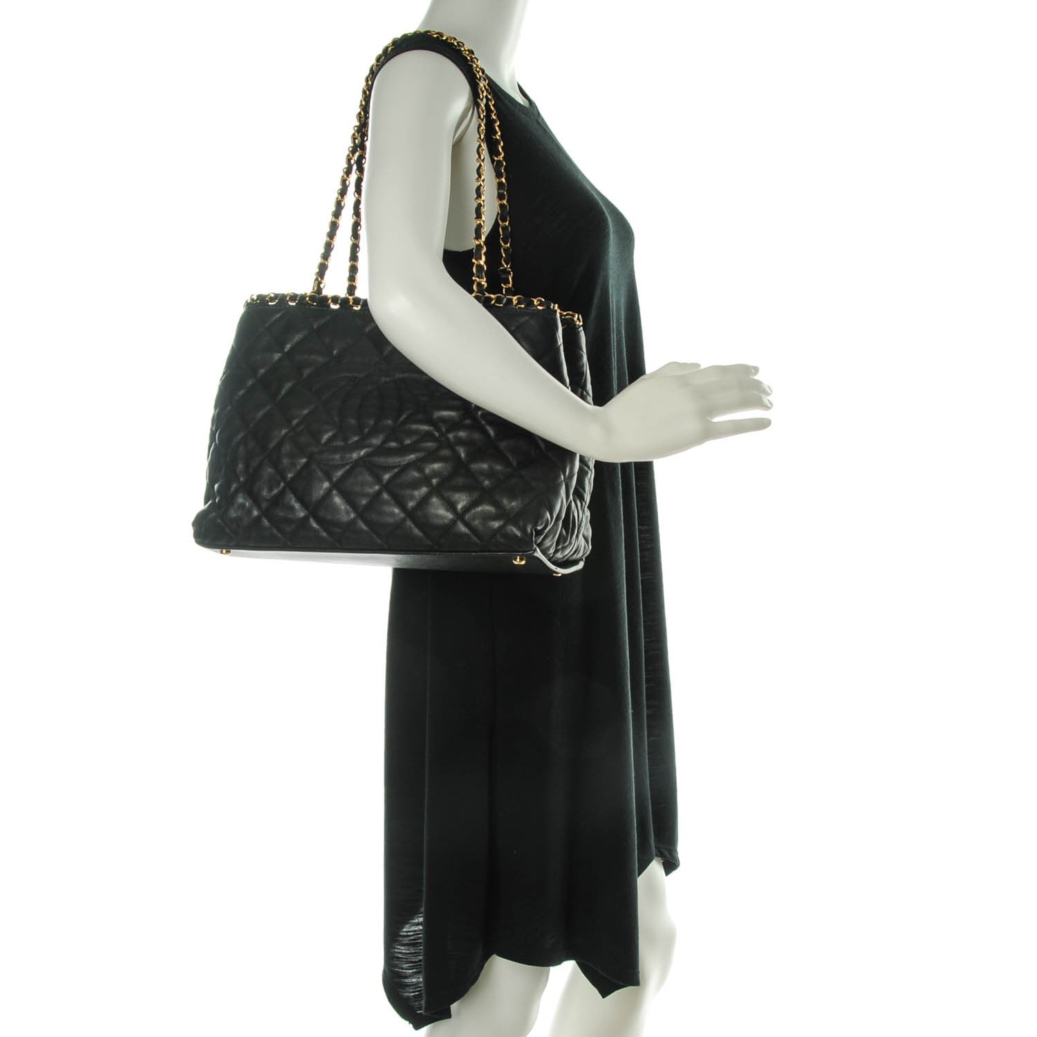 Chanel Calfskin Quilted Small Chain Me Tote Black 2 of 7