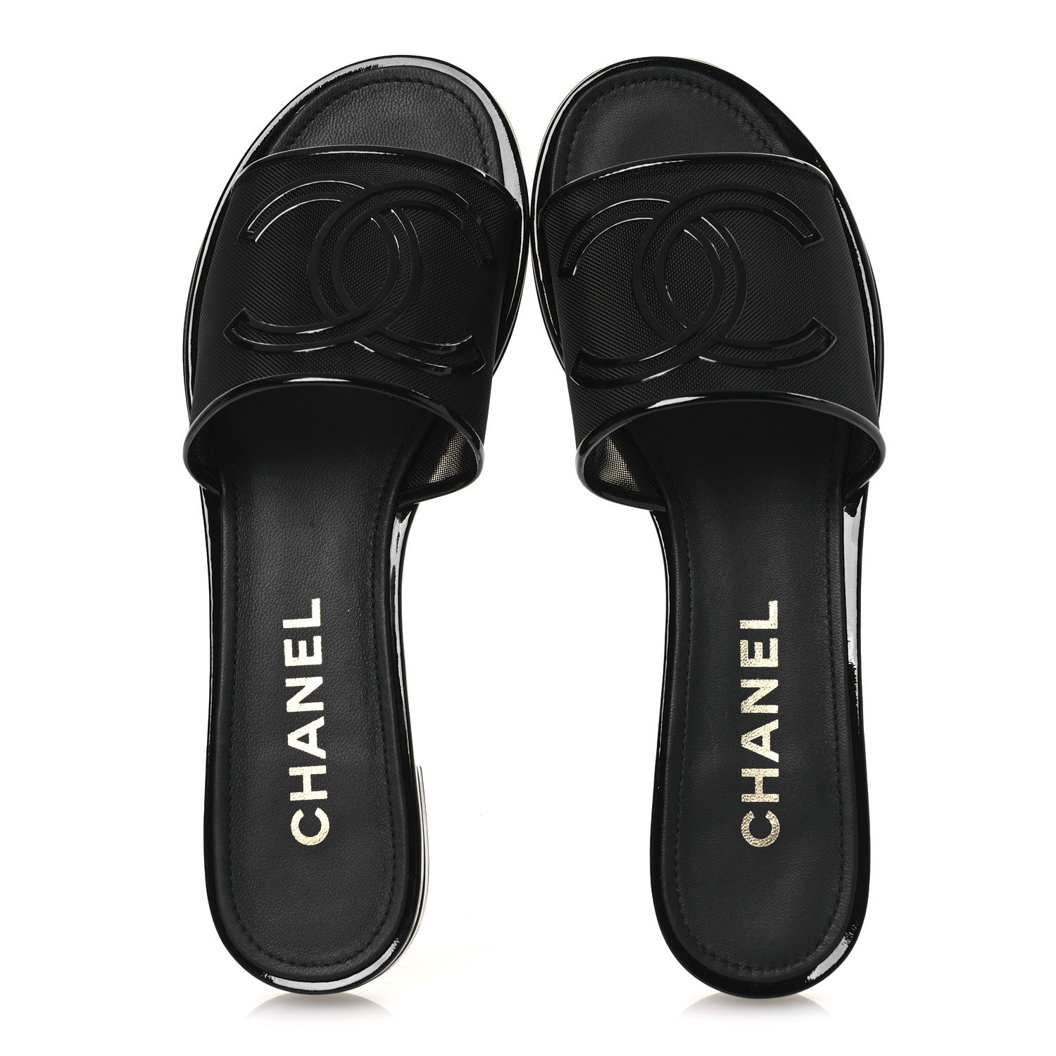 Chanel Mesh Patent Calfskin CC Mules 39 Black 2 of 10
