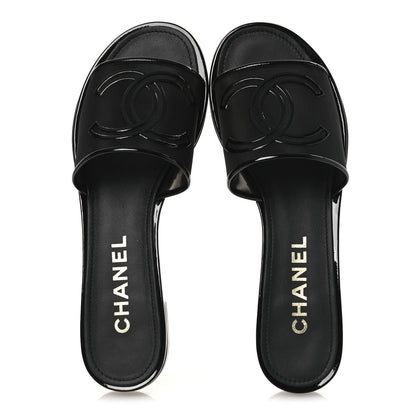 Chanel Mesh Patent Calfskin CC Mules 39 Black 2 of 10