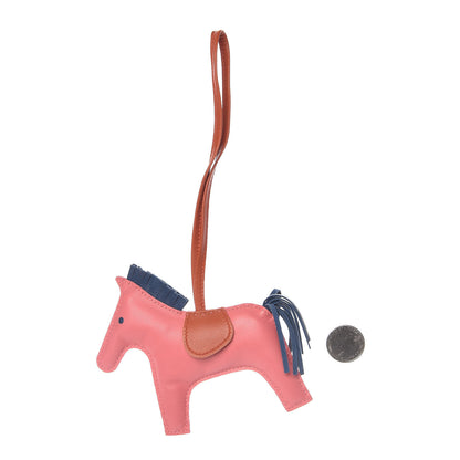 Hermes Milo Lambskin Grigri Rodeo Bag Charm MM Rose Azalee Cornaline Bleu De Malte 2 of 4
