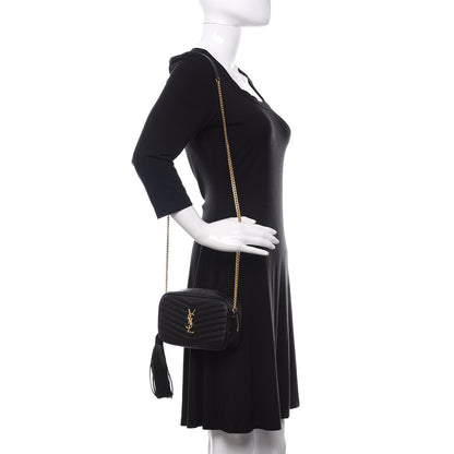 Saint Laurent Grain De Poudre Matelasse Monogram Mini Lou Camera Bag Black 2 of 9