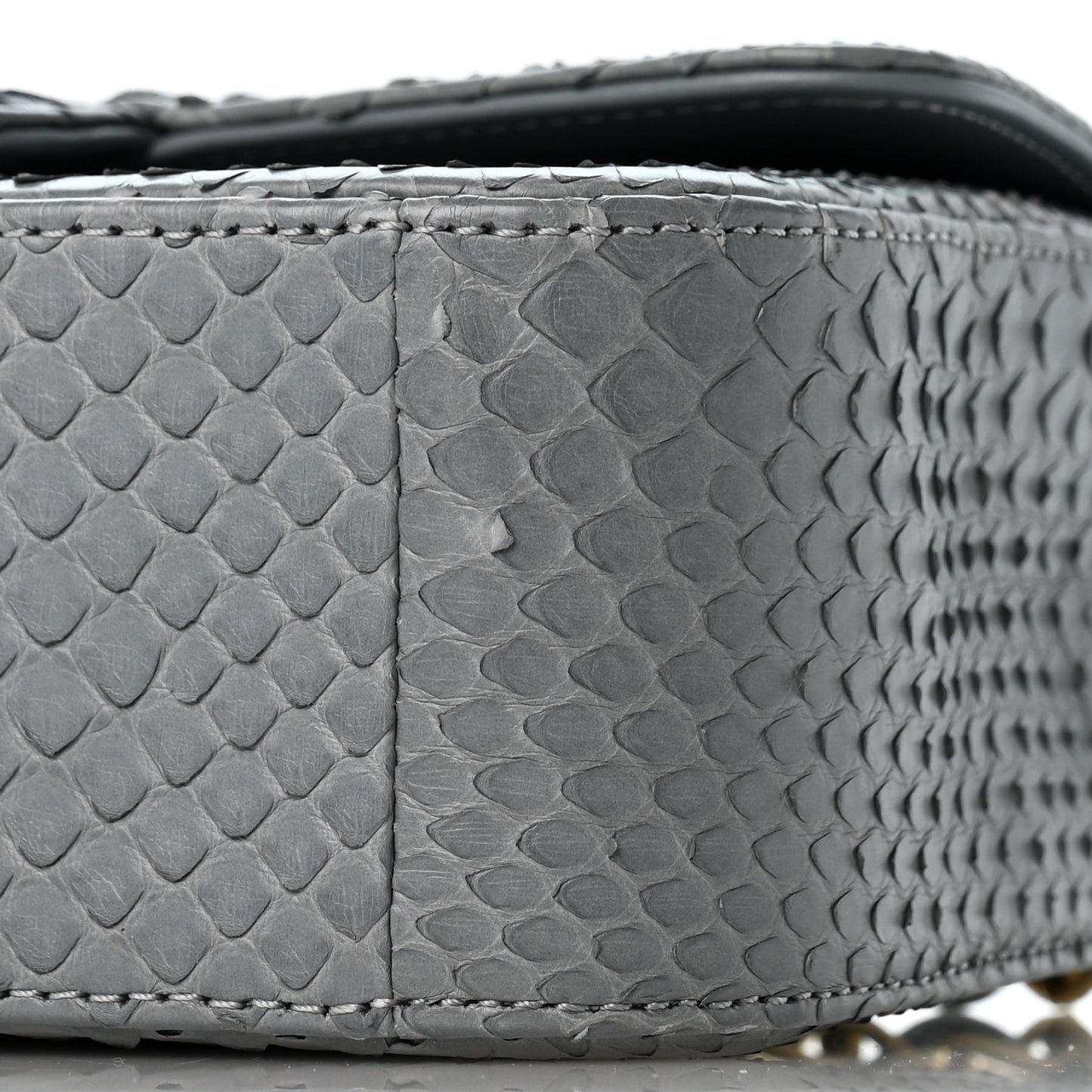 Snakeskin Mini Rectangular Flap Grey
