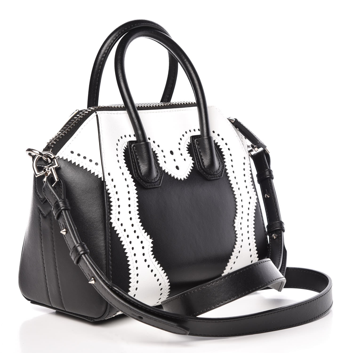 Givenchy Calfskin Brogue Mini Antigona Black White 3 of 11