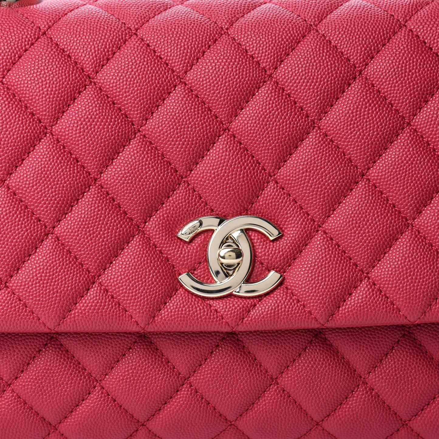 Caviar Quilted Small Coco Handle Flap Dark Pink