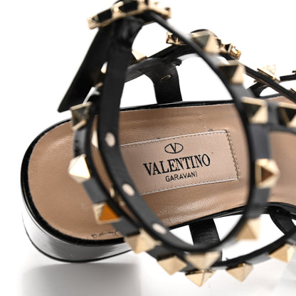 Valentino Garavani Patent Calfskin Rockstud 60mm City Sandals 35.5 Black 9 of 11