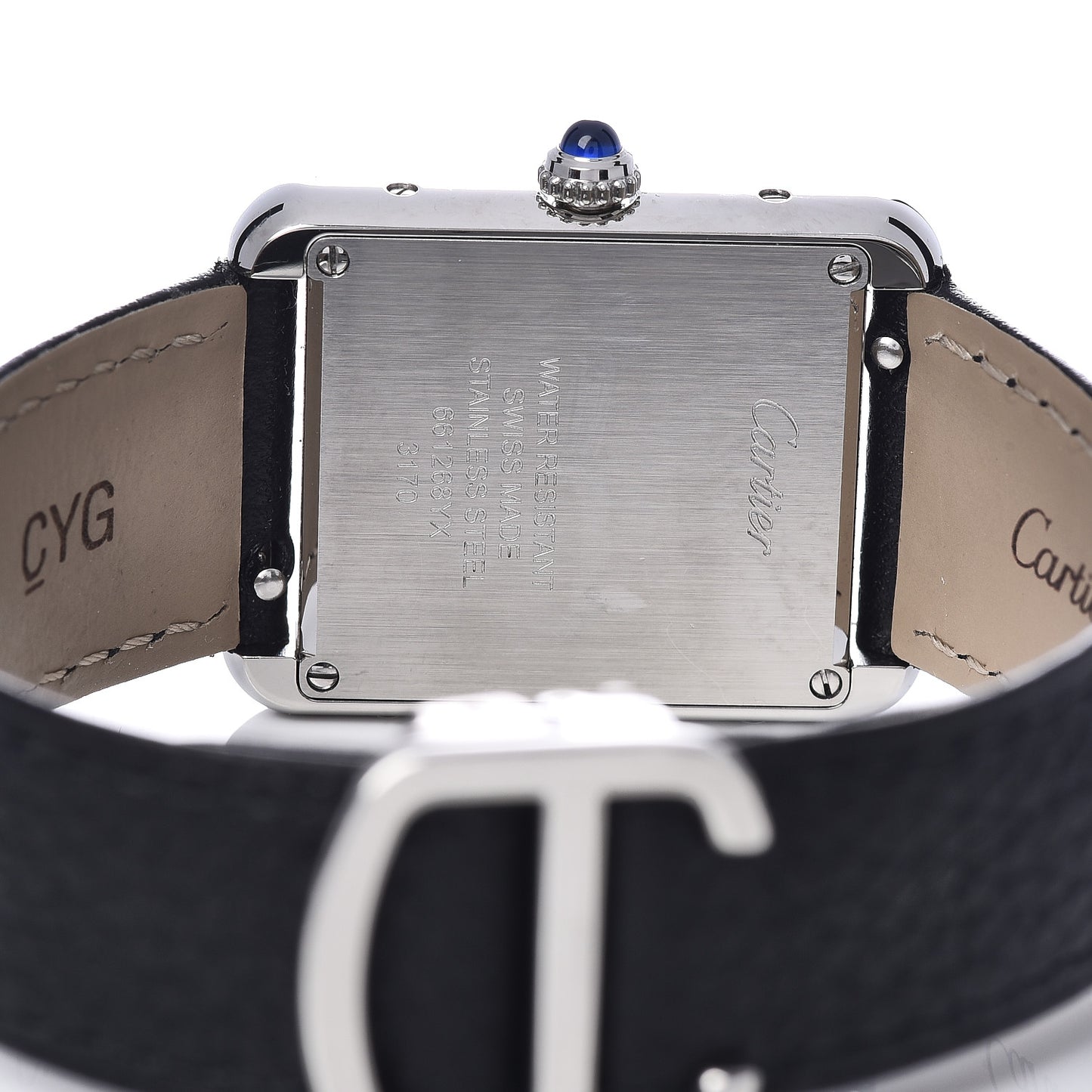 Stainless Steel Calfskin 24mm Tank Solo Quartz Watch