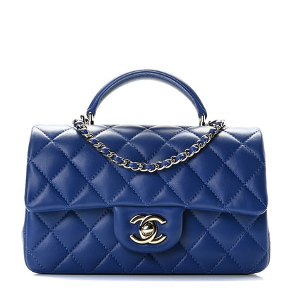 Chanel Lambskin Quilted Mini Top Handle Rectangular Flap Dark Blue 1 of 9