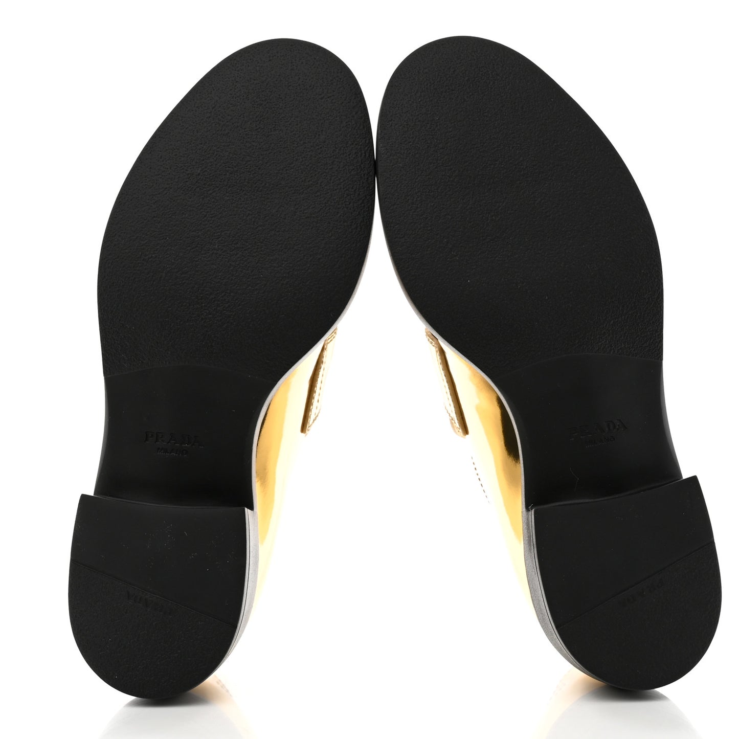 Metallic Brushed Calfskin Metal Triangle Logo 50mm Loafers 38 Platino