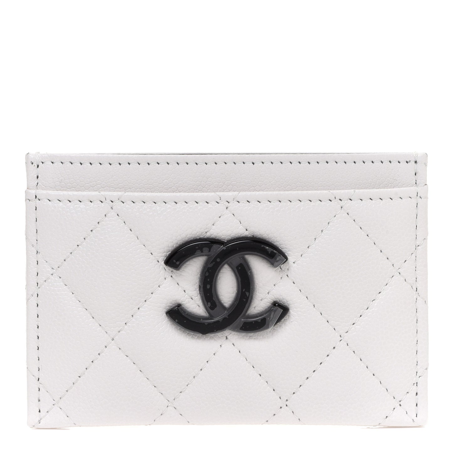 Caviar Quilted My Everything Card Holder White Black