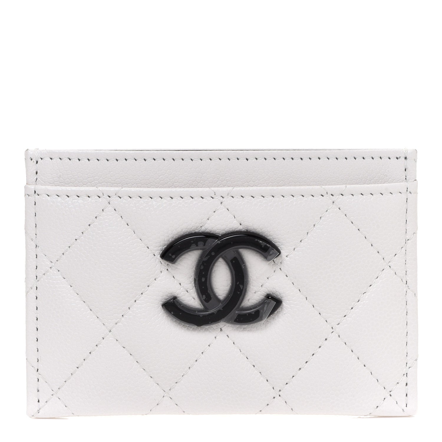 Chanel Caviar Quilted My Everything Card Holder White Black 1 of 8