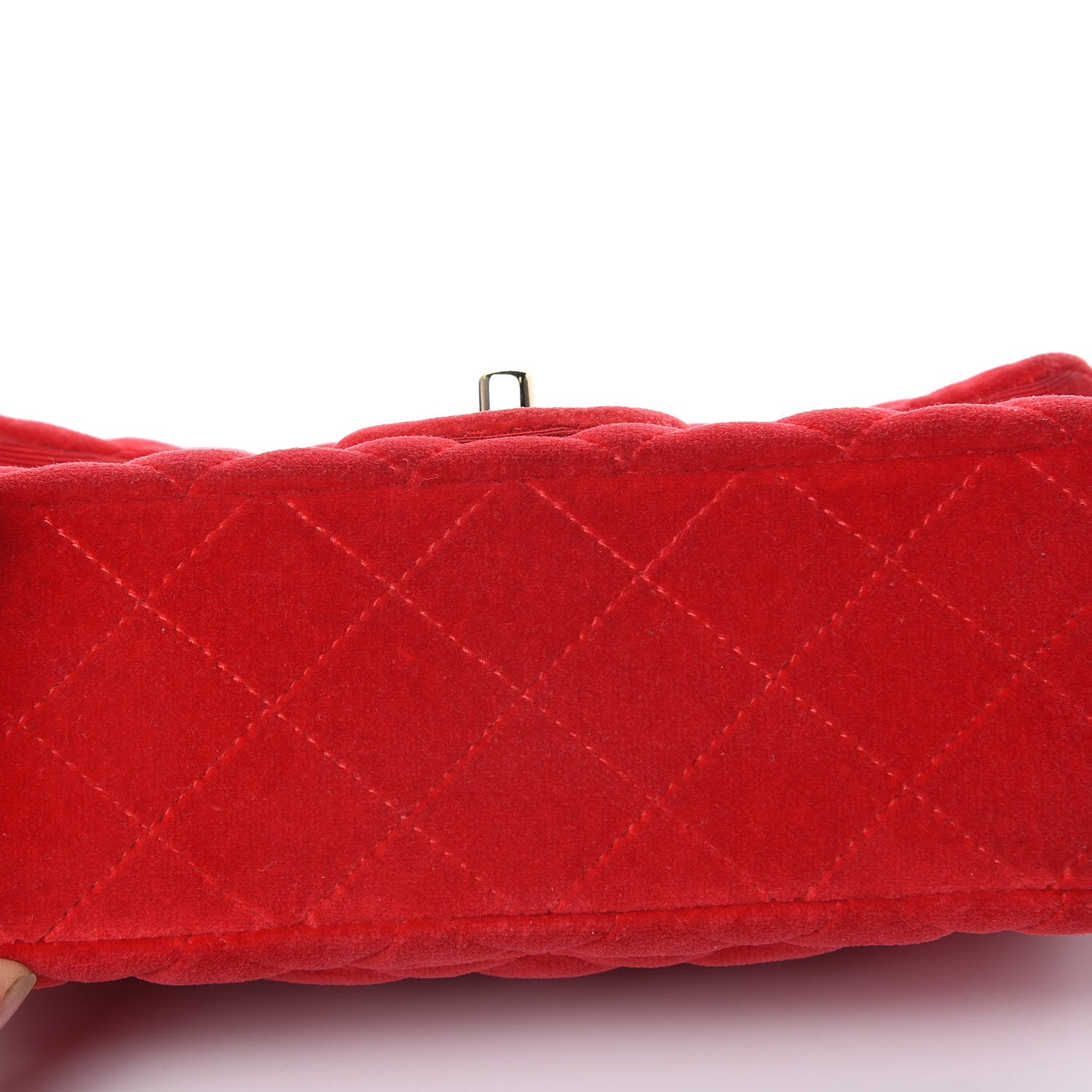 Chanel Velvet Quilted Mini Rectangular Flap Red 14 of 15