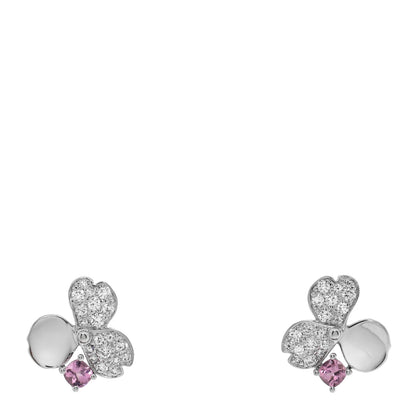 Tiffany Platinum Diamond Pink Tourmaline Paper Flowers Earrings 1 of 4