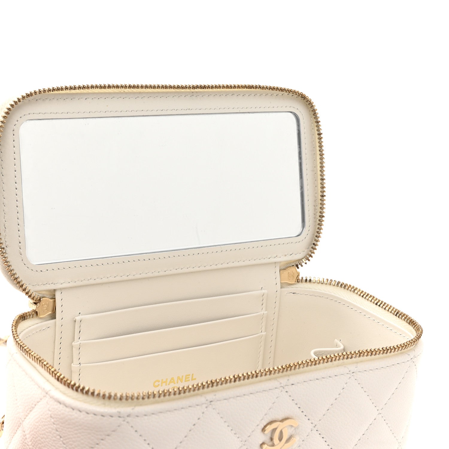 Chanel Caviar Quilted Small Vanity Case With Chain White 8 of 12