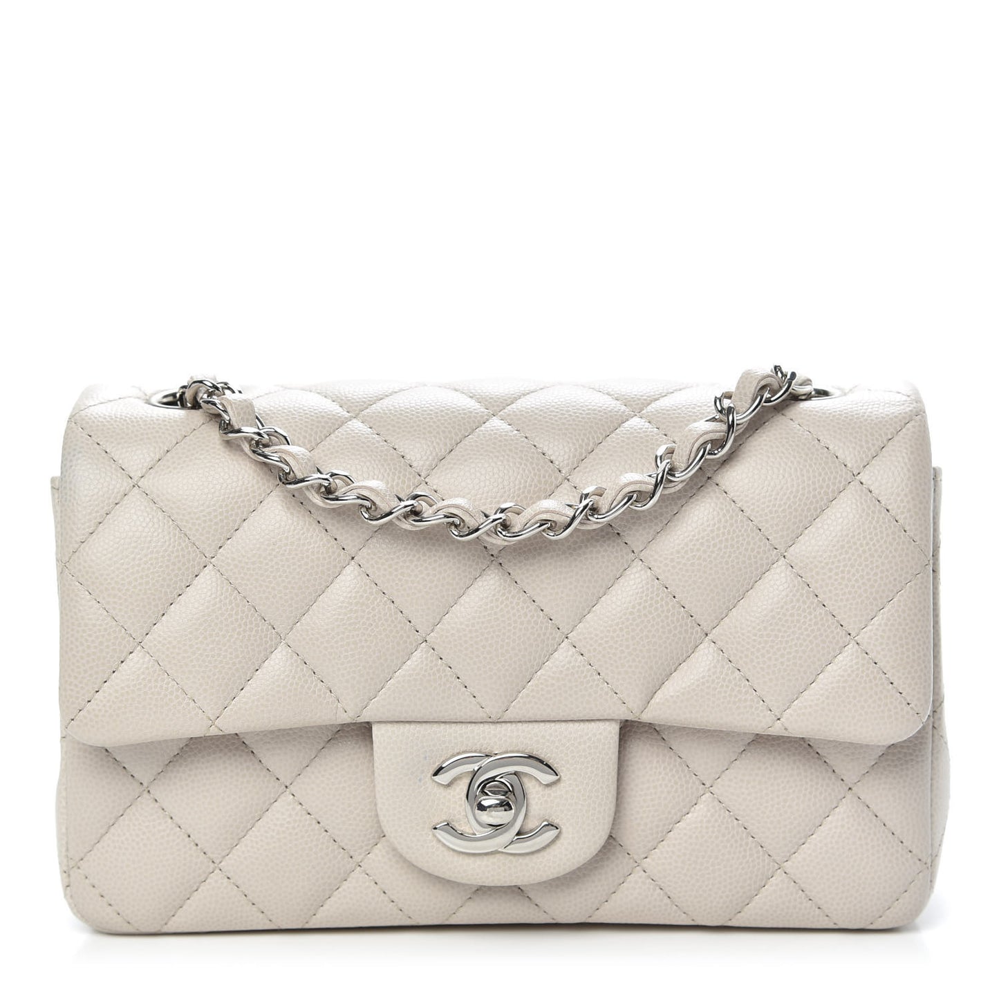 Caviar Quilted Mini Rectangular Flap Ivory