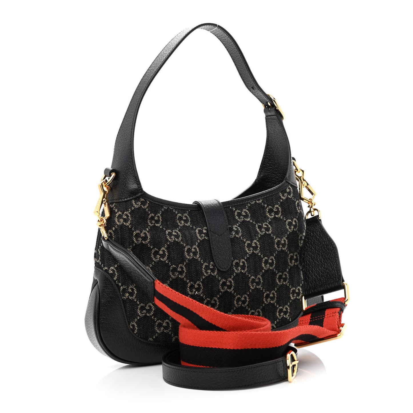 Jacquard Denim GG Monogram Small Jackie 1961 Hobo Black Ivory